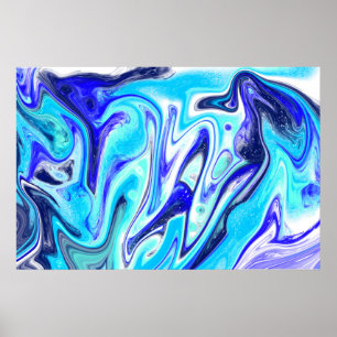 Affiche Bleu fondu Marble Fluid Art