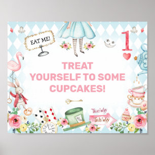 Affiche Bleu Gold Alice One-derland 1er signe d'anniversai