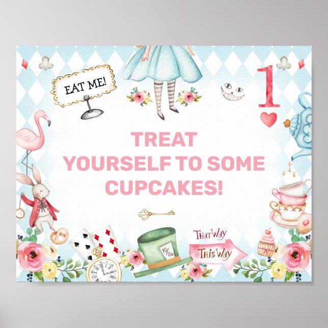 Affiche Bleu Gold Alice One-derland 1er signe d'anniversai (Devant)