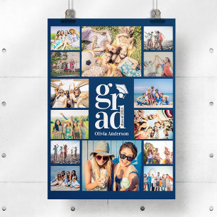 Affiche Bleu Grad photo multiple Collage souvenirs