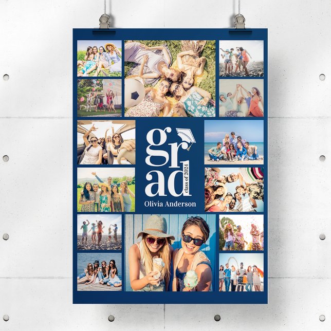 Affiche Bleu Grad photo multiple Collage souvenirs (Créateur téléchargé)