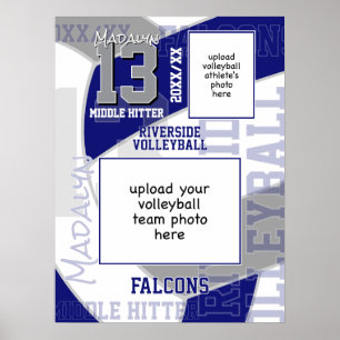 Affiche bleu gris équipe couleurs volley photo de l'équipe