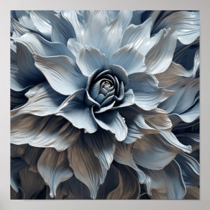 Affiche Bleu gris imprimé art abstrait