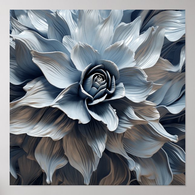 Affiche Bleu gris imprimé art abstrait (Devant)