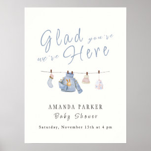 Affiche Bleu Hiver Cloche Baby shower Panneau de bienvenue
