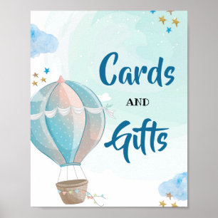 Affiche Bleu Hot Air Balloon Cartes et Baby showers cadeau