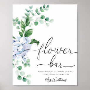 Affiche Bleu Hydrangea Floral Bar Fleur Symbole Faveur