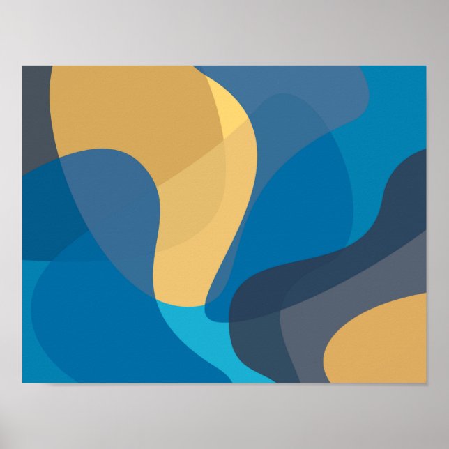 Affiche Bleu, jaune, cool, urbain tendance ondulé illustra (Devant)