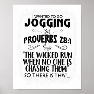 Affiche Bleu Je Recherché Aller Jogging, Proverbe Chrétien