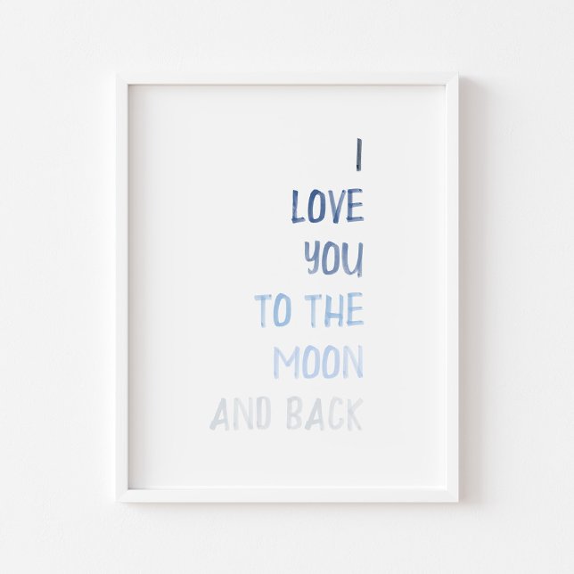 Affiche Bleu Je t'aime à la lune et l'imprimé arrière (Créateur téléchargé)