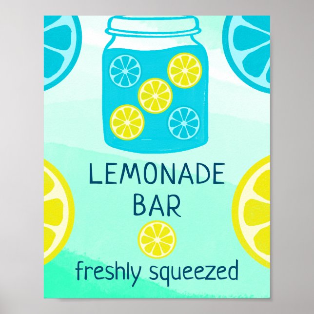 Affiche Bleu Lemonade Bar Signal d'anniversaire (Devant)