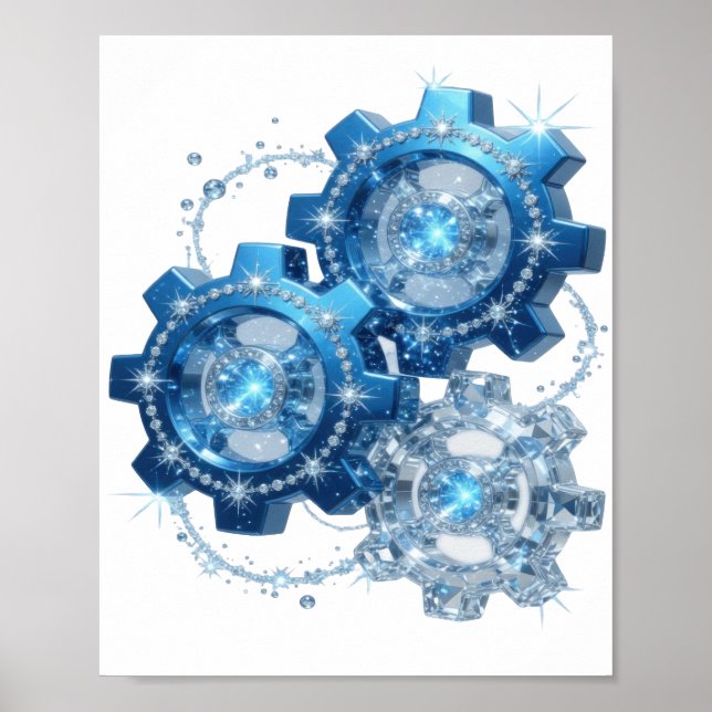 Affiche Bleu ludique BLUE GEAR (Devant)