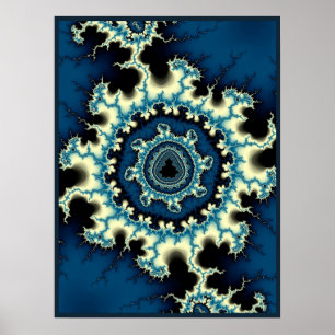 Affiche Bleu Mandelbrot Fractal