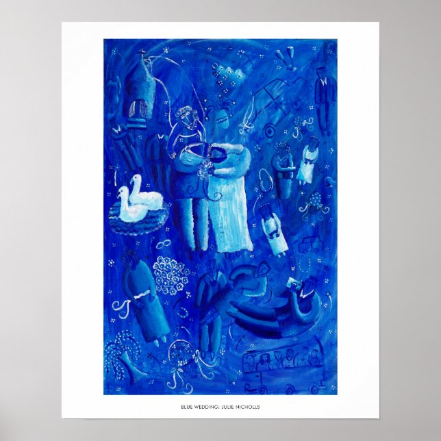 Affiche Bleu Mariage Peinture contemporaine Art Imprimer (Devant)