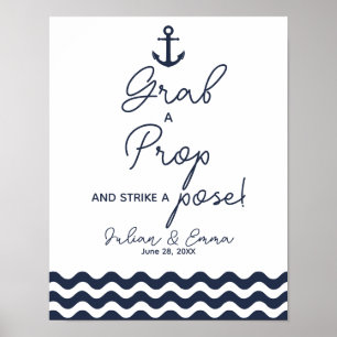 Affiche Bleu marine nautique Attrapez une frappe d'appui I