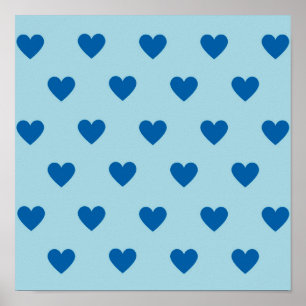 Affiche Bleu mignon simple Motif de coeur