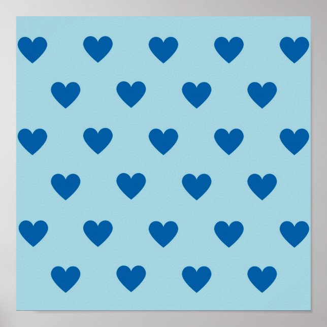 Affiche Bleu mignon simple Motif de coeur (Devant)