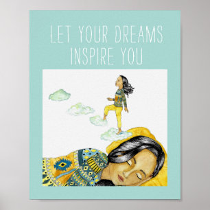 Affiche Bleu mignon Suivez vos rêves Citation Inspirationn