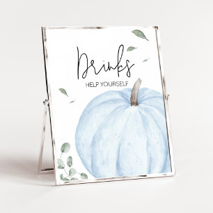 Affiche Bleu minimaliste Baby shower Citrouille Boissons
