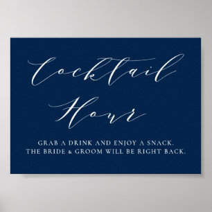 Affiche Bleu minimaliste Script Mariage Cocktail Heure