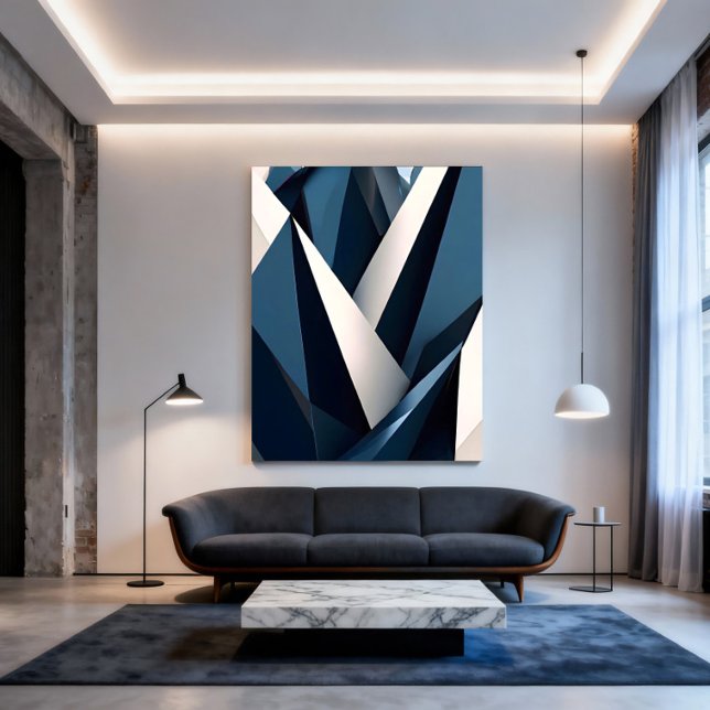 Affiche Bleu Moderne Abstrait Géométrique 3D (Créateur téléchargé)
