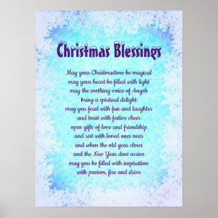 Affiche Bleu Noël Bénédiction design gel