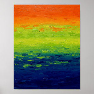 Affiche Bleu orange Art Abstrait