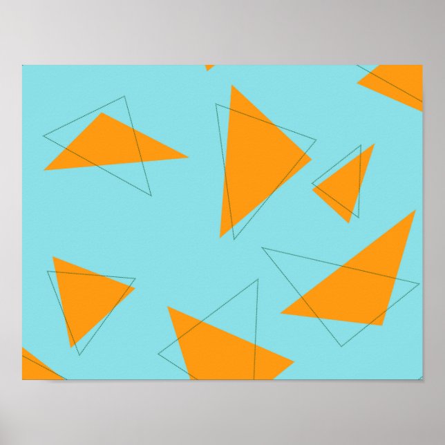 Affiche Bleu, orange, cool, tendance, moderne triangle mot (Devant)