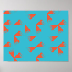 Affiche Bleu, orange, dynamique, motif géométrique tendanc