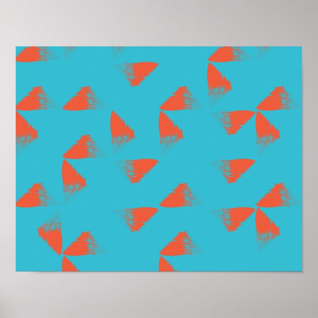 Affiche Bleu, orange, dynamique, motif géométrique tendanc (Devant)