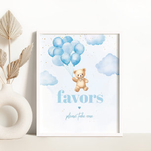 Affiche Bleu ours en peluche garçon douche Signal favori