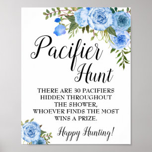 Affiche Bleu Pacifique chasse Baby shower signe de jeu