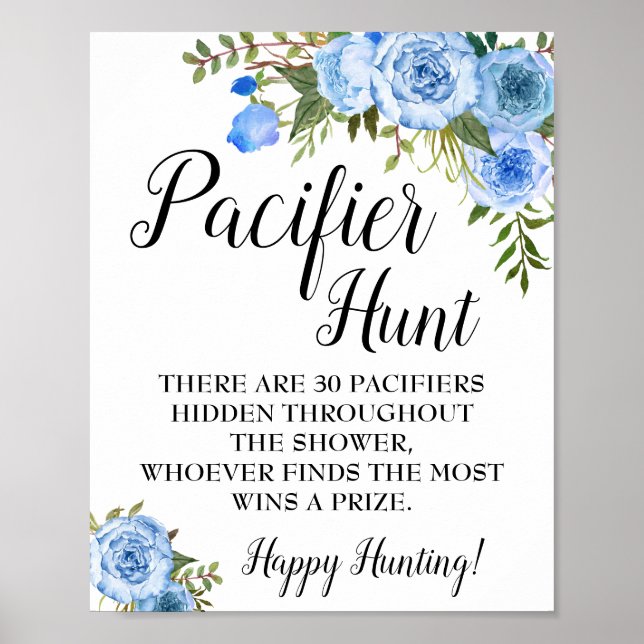 Affiche Bleu Pacifique chasse Baby shower signe de jeu (Devant)
