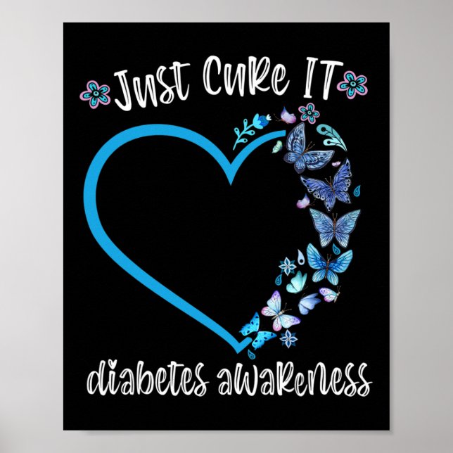 Affiche Bleu Papillon Juste Cure It Novembre Diabetes Awar (Devant)