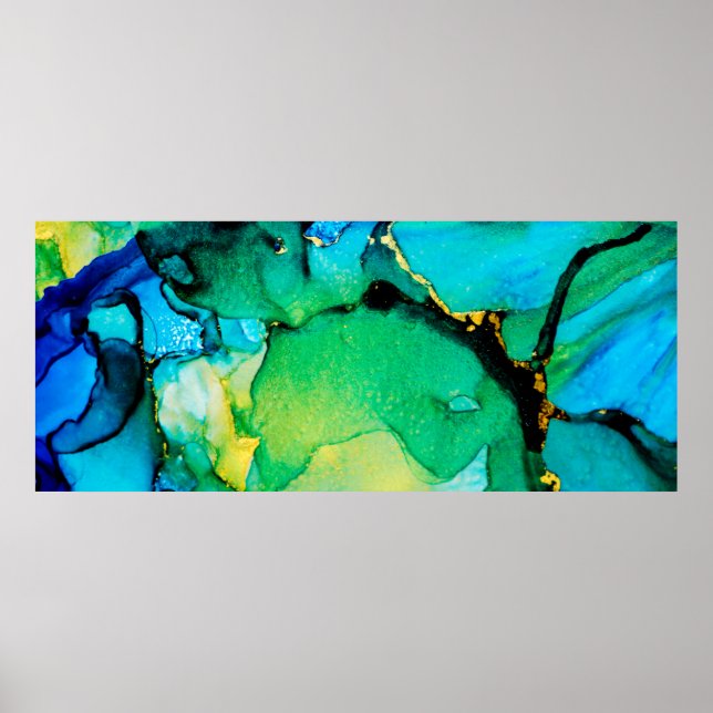 Affiche BLEU PERSIEN, vert chartreuse. Très beau art (Devant)