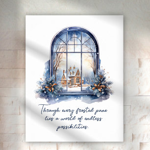 Affiche Bleu Personnalisé Blanc Neige Nordique Hiver Inspi