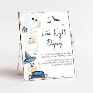 Affiche Bleu Petit Boo Halloween Late Night Diapos