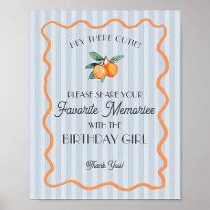 Affiche Bleu Petite Mignonne Citron Favori Souvenir Annive