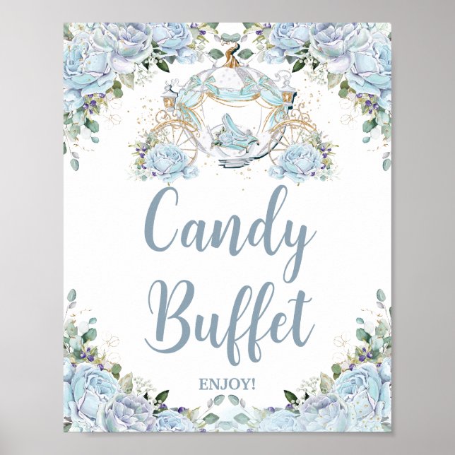 Affiche Bleu Poudre Roses Princesse Carriage Buffet de bon (Devant)