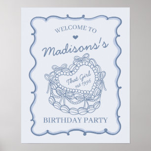 Affiche Bleu Que Gir Coquette gâteau Coquette Anniversaire