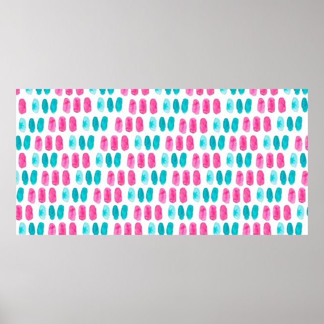 Affiche Bleu rose. Motif de peinture Abstrait (Devant)