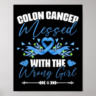 Affiche Bleu Ruban Colon Cancer Girl Survivor Colorectal