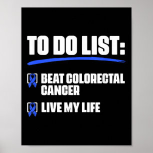Affiche Bleu Ruban Colon Cancer Survivant Beat Colorectal