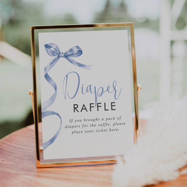 Affiche Bleu Ruban Fille Baby shower Déchets Signe (Créateur téléchargé)