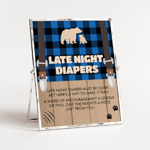 Affiche Bleu Rustique Plaid Lumberjack Late Night Diapés