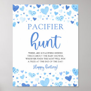 Affiche Bleu Saint-Valentin Baby shower Pacifier Signe de