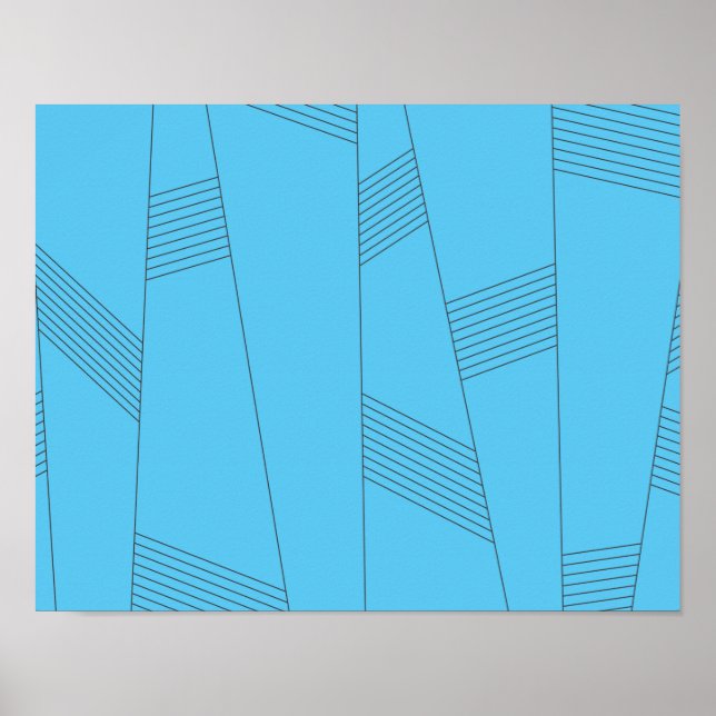 Affiche Bleu, simple, élégant, abstrait motif (Devant)