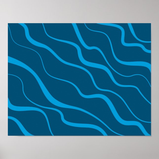 Affiche Bleu, simple, moderne, cool vague abstraction (Devant)