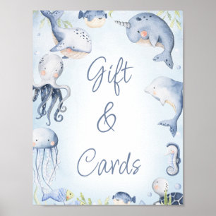 Affiche Bleu sous la mer Créatures Garçons Baby shower Sig