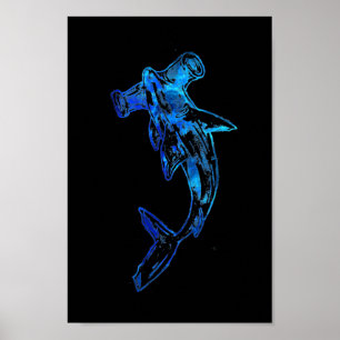 Affiche Bleu tatouage requin marteau